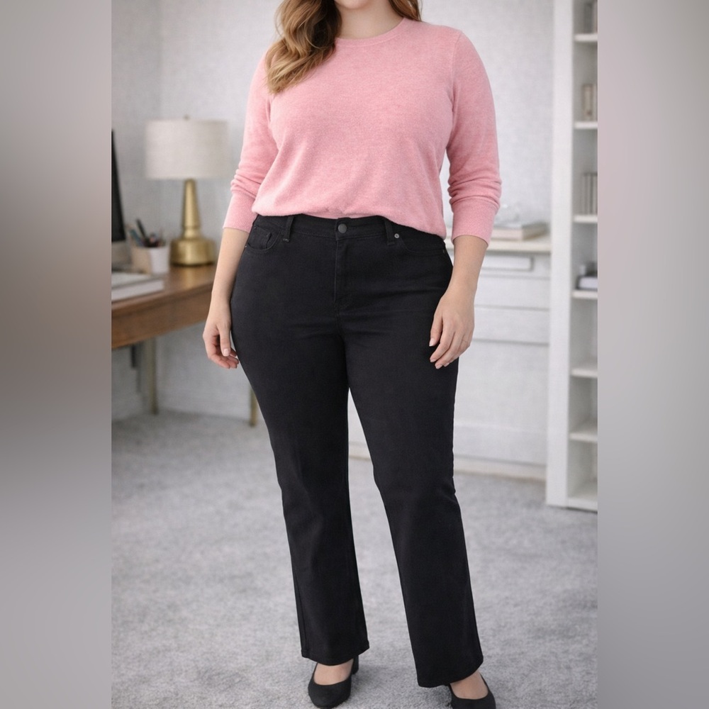 Pink Ivy Women’s Wide Leg Pants High Rise Hyper Stretch Black Size 14